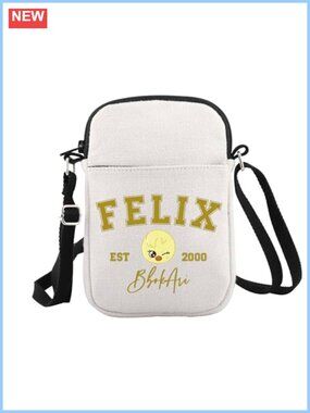 Canvas Crossbody Bag Sling Zipper Korean Pop Merch with Adjustable Strap